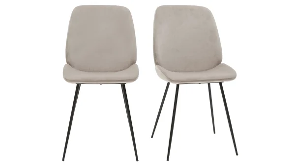 qualité d’originales Chaise En Toissu Velours Taupe Et Métal Noir (lot De 2) KAOLY 1