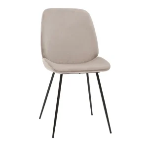 qualité d’originales Chaise En Toissu Velours Taupe Et Métal Noir (lot De 2) KAOLY 14