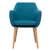 Chaise Scandinave En Tissu Bleu Canard Et Bois Clair ALEYNA 29