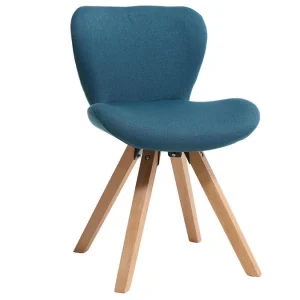 Chaise Scandinave En Tissu Bleu Canard Et Bois Clair Massif ANYA remise en ligne 10