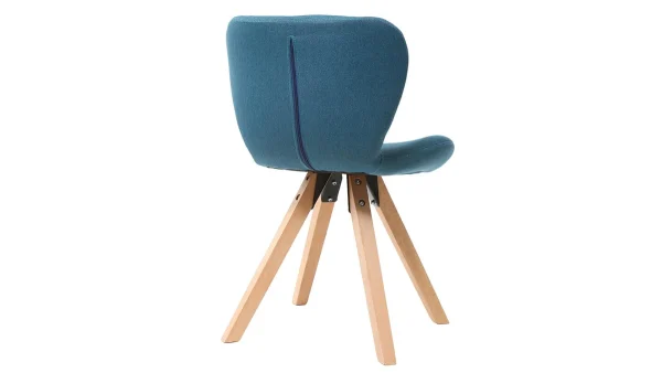 Chaise Scandinave En Tissu Bleu Canard Et Bois Clair Massif ANYA remise en ligne 4