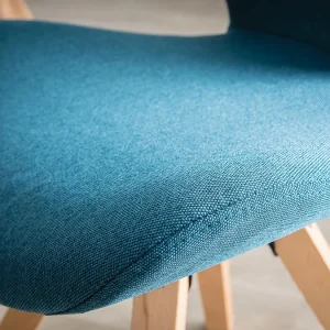 Chaise Scandinave En Tissu Bleu Canard Et Bois Clair Massif ANYA remise en ligne 16