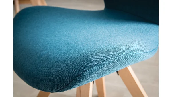 Chaise Scandinave En Tissu Bleu Canard Et Bois Clair Massif ANYA remise en ligne 6