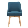 Chaise Scandinave En Tissu Bleu Canard Et Bois Clair Massif LIV 29