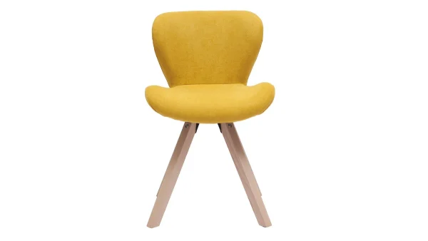 Chaise Scandinave En Tissu Effet Velours Jaune Moutarde Et Bois Clair Massif ANYA dernière tendance 1