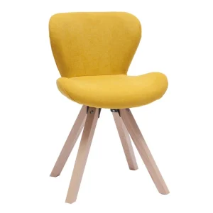 Chaise Scandinave En Tissu Effet Velours Jaune Moutarde Et Bois Clair Massif ANYA dernière tendance 10