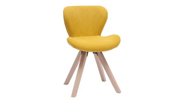 Chaise Scandinave En Tissu Effet Velours Jaune Moutarde Et Bois Clair Massif ANYA dernière tendance 3
