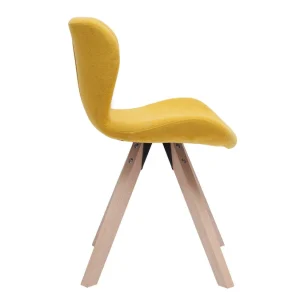 Chaise Scandinave En Tissu Effet Velours Jaune Moutarde Et Bois Clair Massif ANYA dernière tendance 12