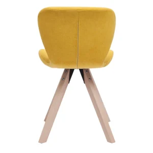 Chaise Scandinave En Tissu Effet Velours Jaune Moutarde Et Bois Clair Massif ANYA dernière tendance 14