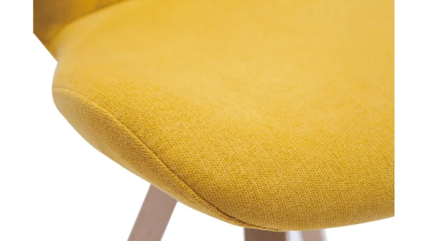 Chaise Scandinave En Tissu Effet Velours Jaune Moutarde Et Bois Clair Massif ANYA dernière tendance 6