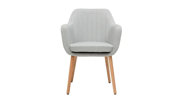 excellente qualité Chaise Scandinave En Tissu Gris Clair Et Bois Clair Chêne Massif ALEYNA 1