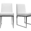 en ligne officielle Chaises Design Blanc Et Acier Chromé (lot De 2) JUNIA 32
