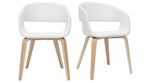 Authentic Original licence Chaises Design Blanc Et Bois Clair (lot De 2) SLAM 1