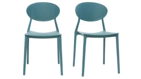 Authenticité garantie Chaises Design Empilables Bleu Canard (lot De 2) ANNA 1