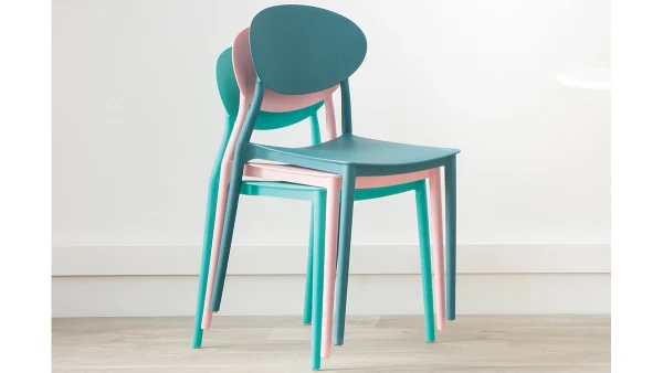 Authenticité garantie Chaises Design Empilables Bleu Canard (lot De 2) ANNA 9
