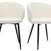 Chaises Design En Tissu Effet Laine Bouclée écru Et Métal Noir (lot De 2) ROSALIE 28