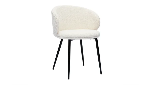 Chaises Design En Tissu Effet Laine Bouclée écru Et Métal Noir (lot De 2) ROSALIE 4
