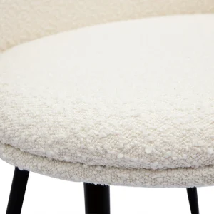 Chaises Design En Tissu Effet Laine Bouclée écru Et Métal Noir (lot De 2) ROSALIE 17