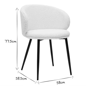 Chaises Design En Tissu Effet Laine Bouclée écru Et Métal Noir (lot De 2) ROSALIE 19
