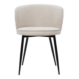 belle Chaises Design En Tissu Effet Velours Beige Et Métal Noir (lot De 2) SERIF 14