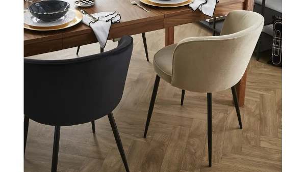 belle Chaises Design En Tissu Effet Velours Beige Et Métal Noir (lot De 2) SERIF 9