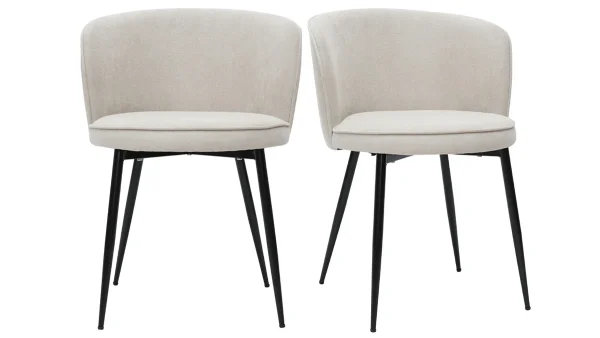 belle Chaises Design En Tissu Effet Velours Beige Et Métal Noir (lot De 2) SERIF 1