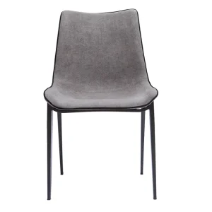 Promotio de vente Chaises Design En Tissu Effet Velours Gris Et Métal Noir (lot De 2) BLAZE 13