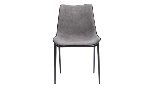 Promotio de vente Chaises Design En Tissu Effet Velours Gris Et Métal Noir (lot De 2) BLAZE 3