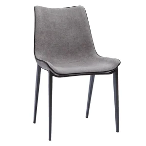 Promotio de vente Chaises Design En Tissu Effet Velours Gris Et Métal Noir (lot De 2) BLAZE 15