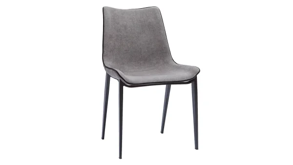Promotio de vente Chaises Design En Tissu Effet Velours Gris Et Métal Noir (lot De 2) BLAZE 4