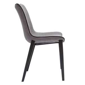 Promotio de vente Chaises Design En Tissu Effet Velours Gris Et Métal Noir (lot De 2) BLAZE 17