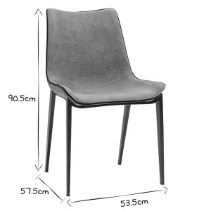 Promotio de vente Chaises Design En Tissu Effet Velours Gris Et Métal Noir (lot De 2) BLAZE 25