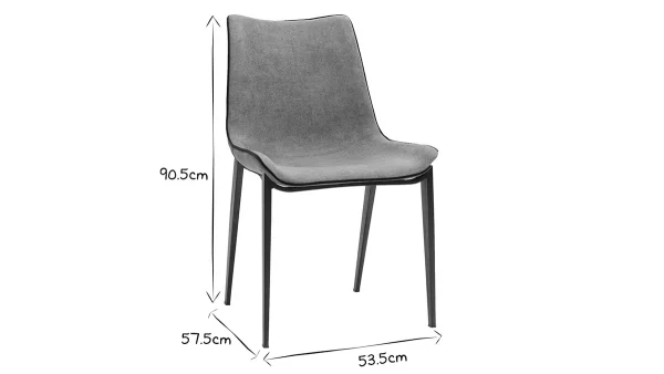 Promotio de vente Chaises Design En Tissu Effet Velours Gris Et Métal Noir (lot De 2) BLAZE 9
