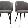 De Qualité Chaises Design En Tissu Effet Velours Gris Et Métal Noir (lot De 2) ROSALIE 29