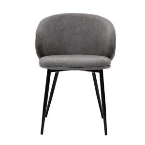 Chaises Design En Tissu Effet Velours Gris Et Métal Noir (lot De 2) ROSALIE Large choix en ligne 12