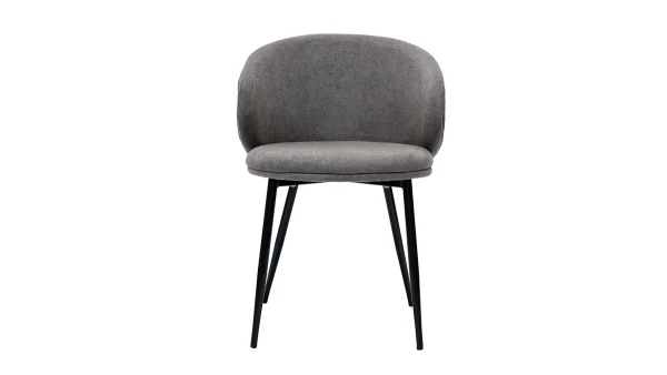Chaises Design En Tissu Effet Velours Gris Et Métal Noir (lot De 2) ROSALIE Large choix en ligne 3
