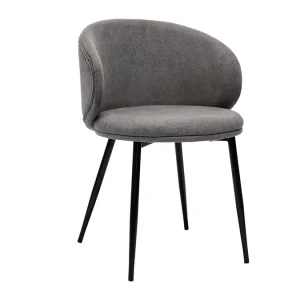 Chaises Design En Tissu Effet Velours Gris Et Métal Noir (lot De 2) ROSALIE Large choix en ligne 14
