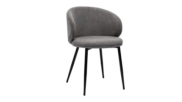 Chaises Design En Tissu Effet Velours Gris Et Métal Noir (lot De 2) ROSALIE Large choix en ligne 4