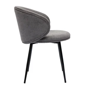 Chaises Design En Tissu Effet Velours Gris Et Métal Noir (lot De 2) ROSALIE Large choix en ligne 16