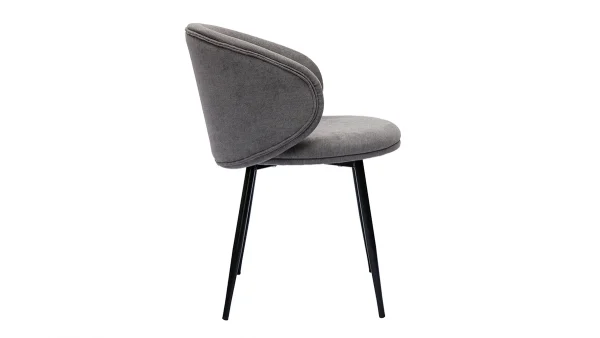 Chaises Design En Tissu Effet Velours Gris Et Métal Noir (lot De 2) ROSALIE Large choix en ligne 5