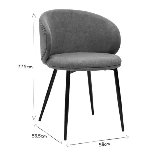 Chaises Design En Tissu Effet Velours Gris Et Métal Noir (lot De 2) ROSALIE Large choix en ligne 22