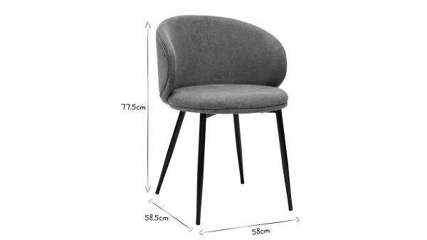 Chaises Design En Tissu Effet Velours Gris Et Métal Noir (lot De 2) ROSALIE Large choix en ligne 8