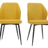 Chaises Design En Tissu Effet Velours Jaune Moutarde Et Métal Noir (lot De 2) FANETTE 23