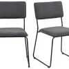 Chaises Design En Tissu Gris Et Métal Noir (lot De 2) FLORE 29