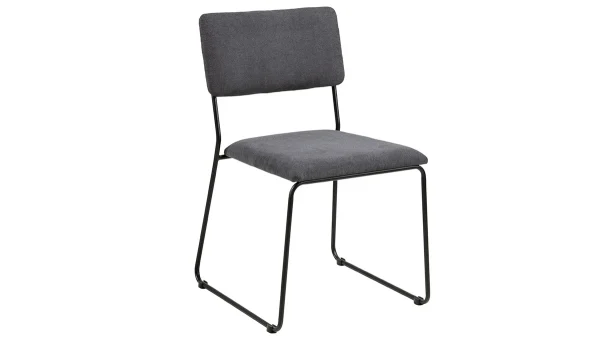 Chaises Design En Tissu Gris Et Métal Noir (lot De 2) FLORE 4
