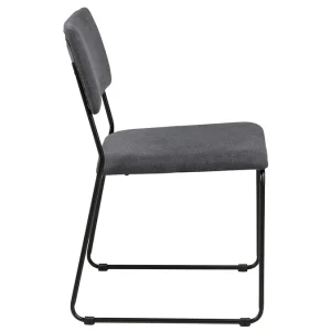 Chaises Design En Tissu Gris Et Métal Noir (lot De 2) FLORE 15