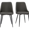 mode pas chere Chaises Design En Tissu Gris Foncé Et Métal Noir (lot De 2) CULT 23
