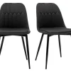 Chaises Design En Tissu Gris Foncé Et Métal Noir (lot De 2) FUSE 25