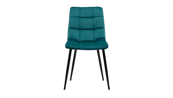 Chaises Design En Tissu Velours Bleu Canard Et Métal Noir (lot De 2) MAXWELL 3