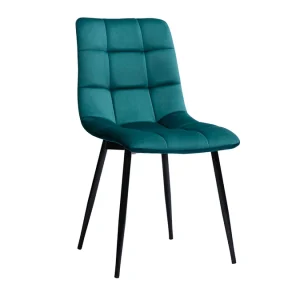 Chaises Design En Tissu Velours Bleu Canard Et Métal Noir (lot De 2) MAXWELL 14